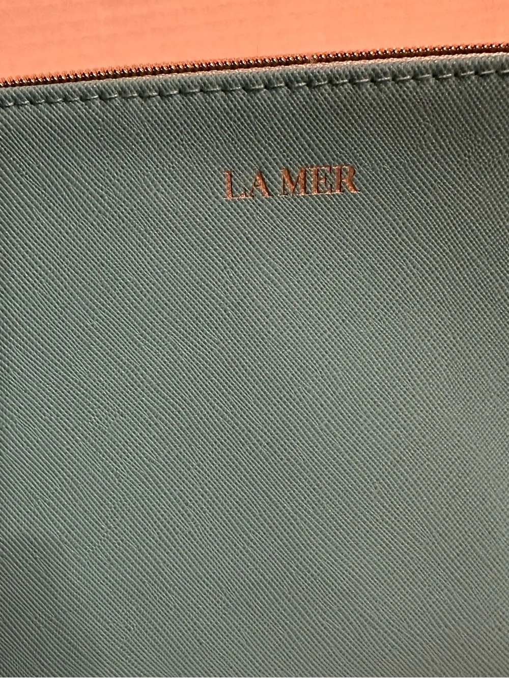 LA MER Leather Zip Pouch in Teal
